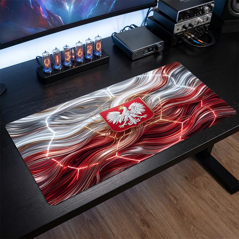 Poland Football Crest Mouse Pad, Extended Non Slip Rubber Desk Mat for Gaming Office Laptop Fan Gift