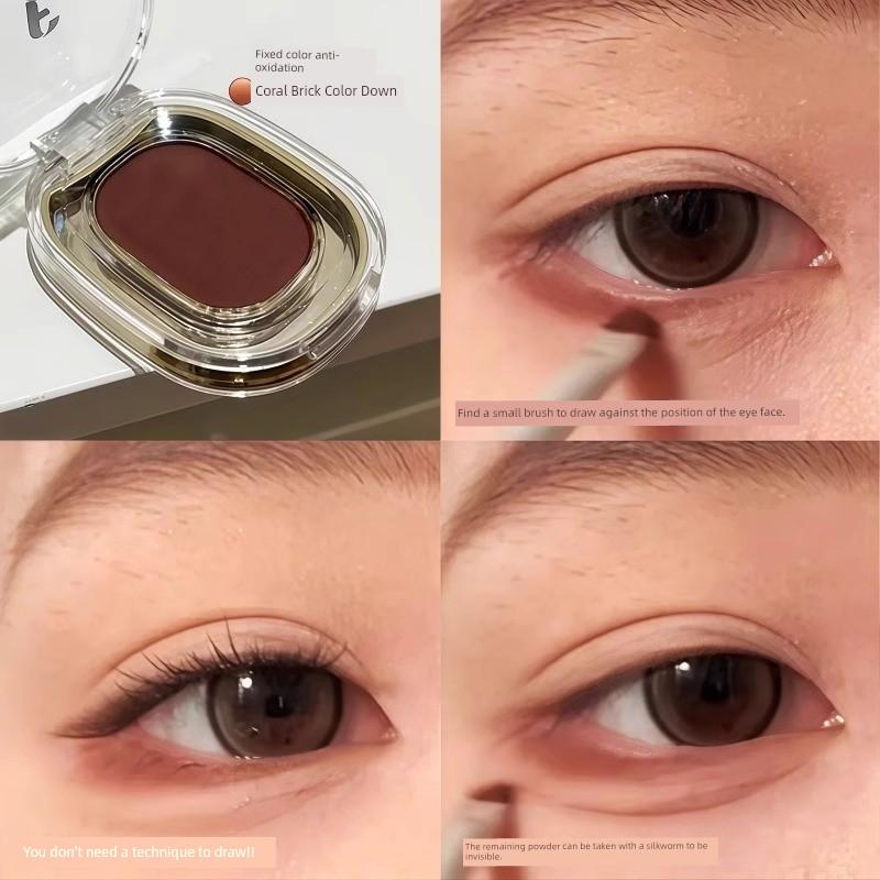 Solid Color Anti-Oxidation Coral Brick Color down to Crouching Silkworm! Monochrome Eye Shadow Plate Matte Color Long Lasting Non Smudge Red Brown