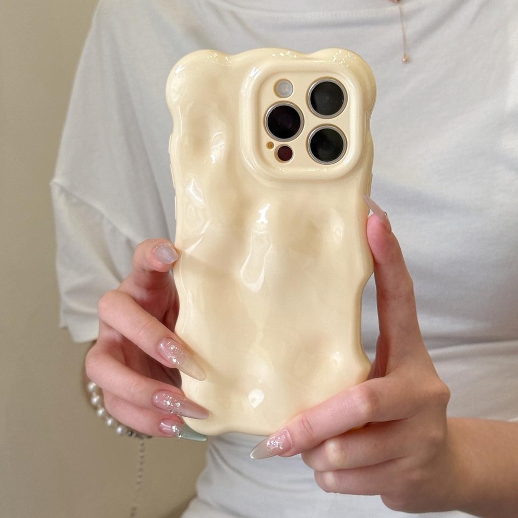 Niche ins style, solid color wavy case, suitable for iPhone16Pro max mobile phone case, Apple 17 new 14/15.