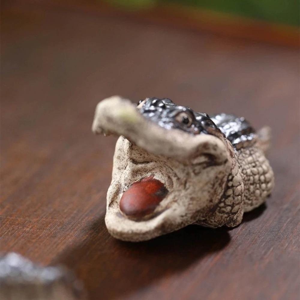 Mini Crocodile Tea Pet Handmade Crocodile Statue  Tea Ceremony Tea Play Home Boutique