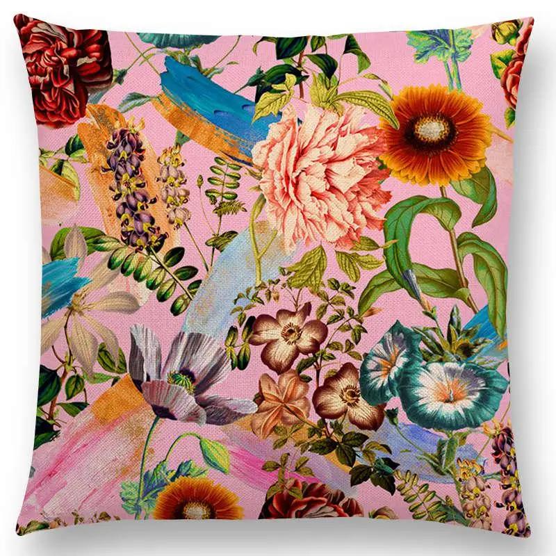 Latest Exotic Garden Summer Natural Flowers Leaf Botanical Tropical Jungle Cushion Cover Car Home Decor Sofa Throw Pillow Case
