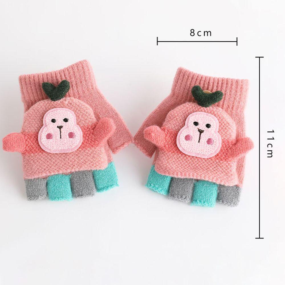 protection Kids Fingerless  Gloves Knitted Gloves Clamshell Half Finger Gloves Winter Warm Mittens