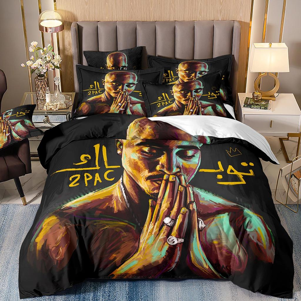 3D-DruckerRapper Tupac 2Pac Bettwäsche-Sets Bettbezug Kissenbezug Erwachsene Junge Mädchen Schlafzimmerdekoration Kinder Einzel-Doppelgröße Geschenk