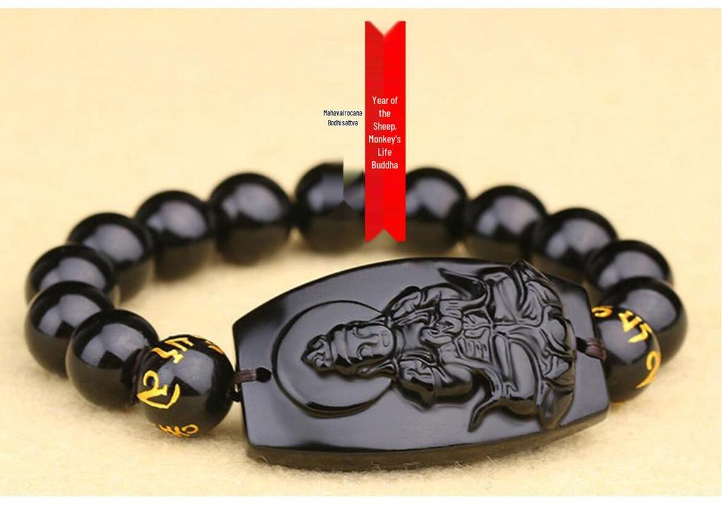 Obsidian Zodiac Guardian Buddha Bracelet for Couples – Guanyin & Eight Gods, Unisex