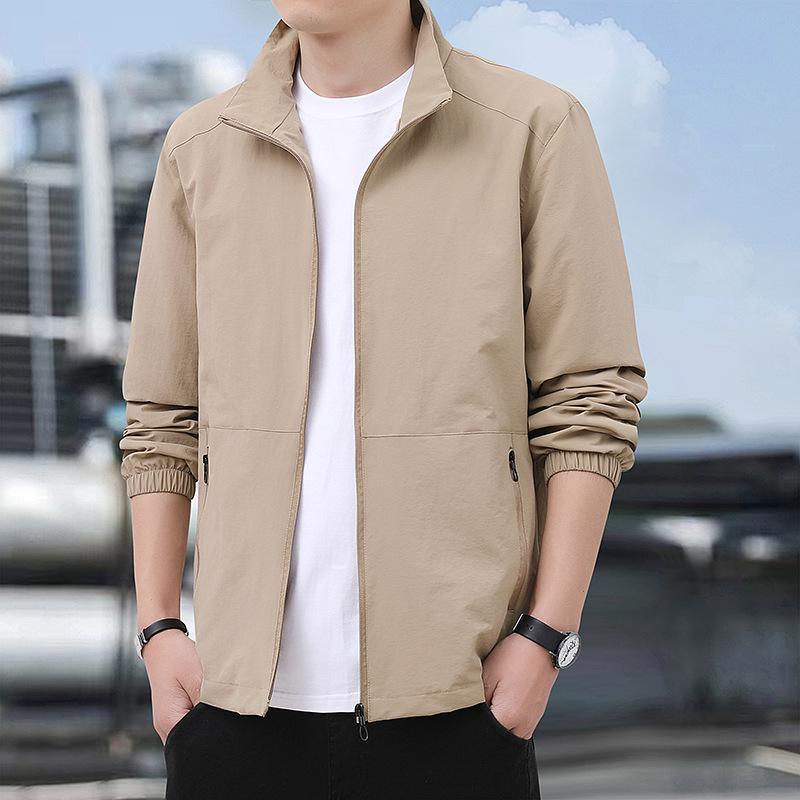 2025 Men's Casual Jacket - Wrinkle-resistant, Breathable, Soft Solid Color Outerwear for Autumn/Winter