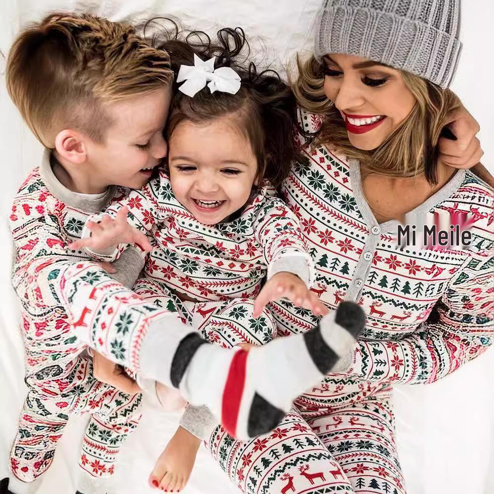 2025 European & American Parent-Child Christmas Pajama Set - New Style Family Home Wear