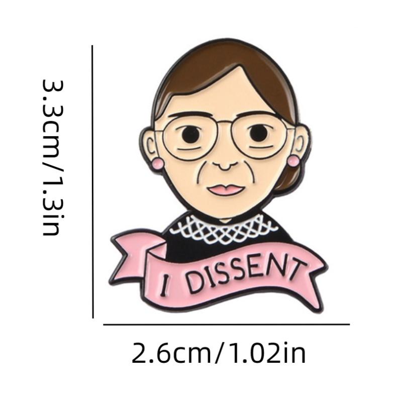 

European And American Cartoon Kingsberg Dissent Judge Ruth Bader Ginsburg Brooch Pin Brooch