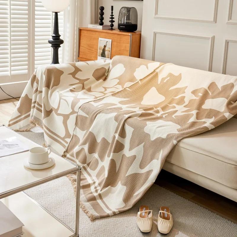 Chenille Sofa Cover Cloth Towel Nordic Flower Pattern Hair Blanket Cover Sofa Cover Universal Sofa Cushion