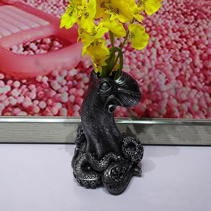 Vintage Octopus Flower Vase Resin Ornament Flower Arrangement Home Decor Garden Decoration Creative Gift