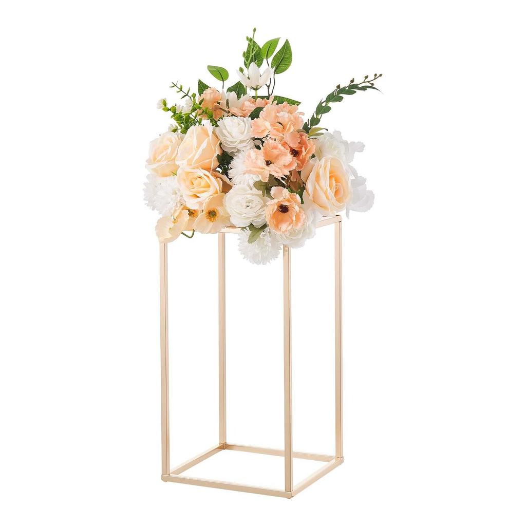 Wedding Flower Stand, 10PCS 40cm Column Flower Stand, Floral Stands with Acrylic Laminate, Gold Rectangular Floral Display Rack for Wedding, Party,