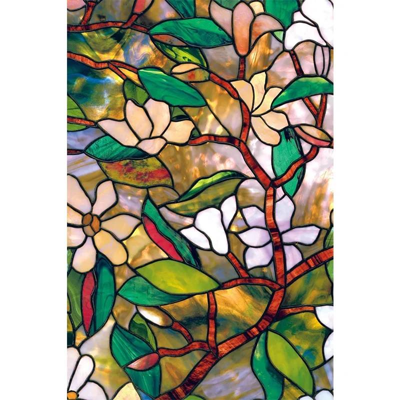 Fenster Sichtschutzfolie Magnolien Fensterfolie Aufkleber Ohne Klebstoff Statisch Haftend Glas Aufkleber Sonnenschutz UV-Schutz Hitze
