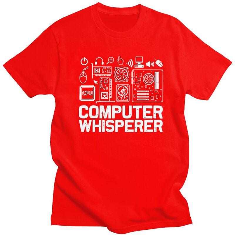 Computer Whisperer Tech Supports Programmer Coder Tshirt Men Short Sleeve Graphic Tee Shirt Loose Oversized Pure Cotton Tee Tops