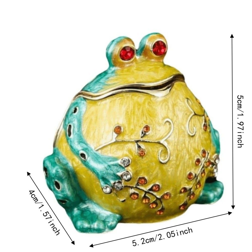 Inlaid Rhinestones Animal Figurine Trinket Box Hinged Jewelry Box Home Desktop Decoration