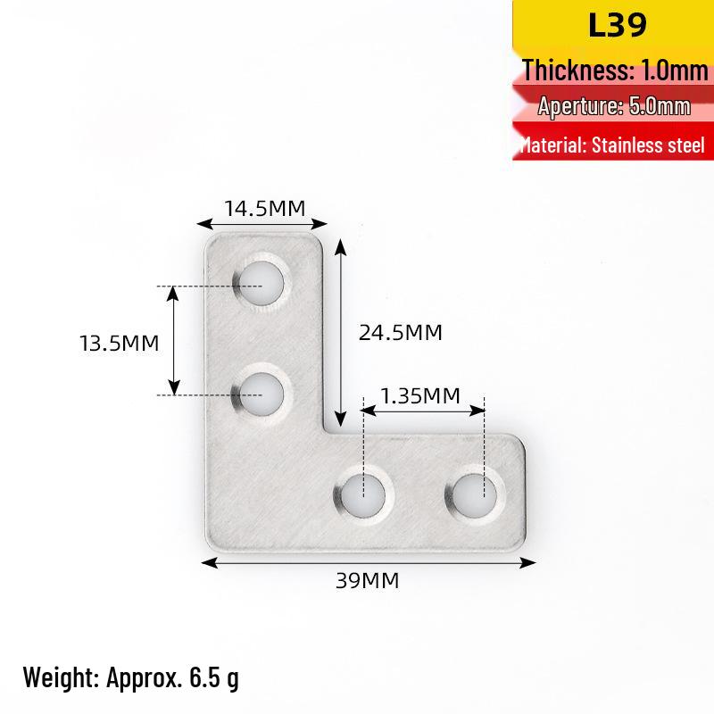 Stainless Steel 90° Right Angle Bracket for Furniture and Shelf Support