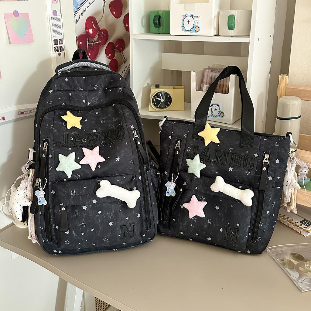 Schoolbag New High-value Star Schoolbag Women's Large-capacity Lightweight Backpack Campus Wind Letter Backpack Student Make-up Bag