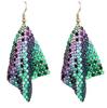 Colorful Sequined Fringed Earrings, High-End Square Geometric Long Earrings, Fashionable And Personalized Earrings.