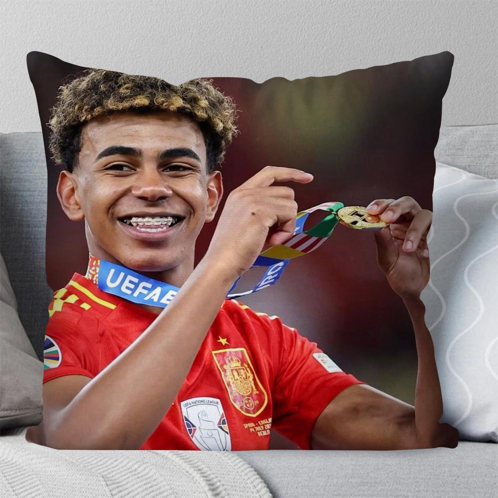 Football L-Lamine Number 19 Y-Yamal Pillow Case Square Pillow Bedroom Sofa Leisure Comfort Car Living Room Home Decoration 40X40