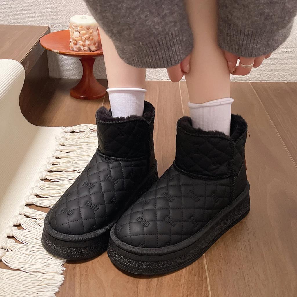 Fashion 2025 Winter New Fashion Women's Snow Boots Plush Lined Non-slip Short Cotton Boots Pu Thick Soled Cotton Shoes