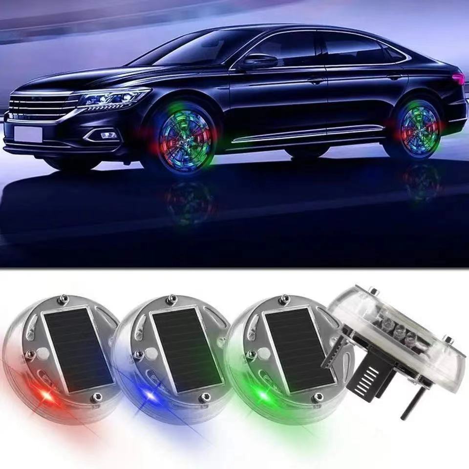 1/2/3/4pcs Solar Energy Flash LED Light Car Wheel Light Hub Bulb Tire Tyre Valve Cap Lamp Led Lights Car Accessories