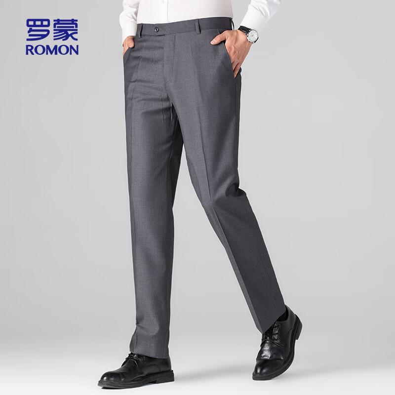 ROMON Men's Straight-Leg Stretch Business Casual Trousers XK668L