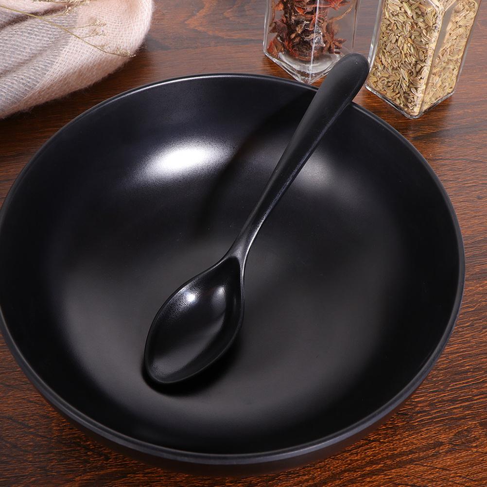 8 st Mattsvarta Grötsskedar Melamin Långt Handtag Soppsked För Kök Matsal Ris-skopor Hushållsskedar