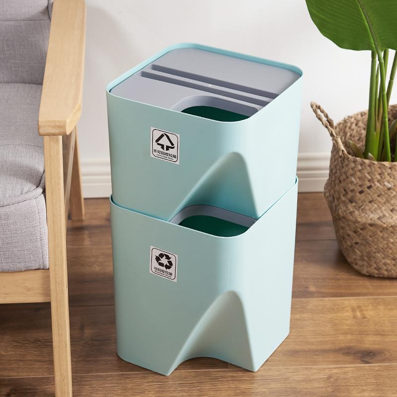 Stackable Trash Can Creative with Lid Kitchen Waste Bin Bathroom Household Wet and Dry Plastic Living Room Paper Basket