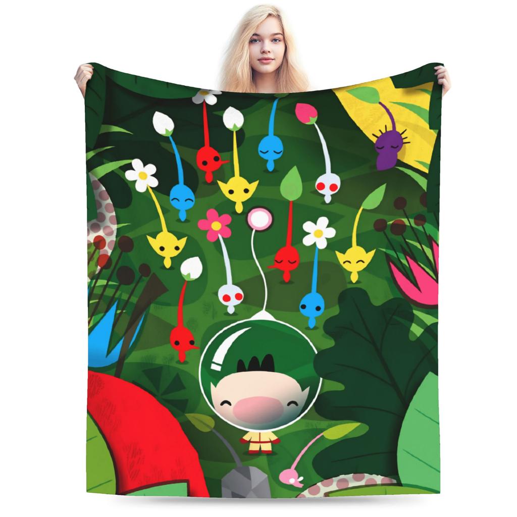 ALL Pikmin Warm Soft Blanket  Kids Adult Plush Throw Blanket Funny Couch Chair Flannel Bedspread Sofa Bed Cover