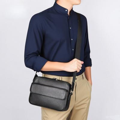 Vielseitige Herren-Umhängetasche, Tragbare Tasche zum Ausgehen, Echtes Leder, Kleine quadratische Tasche, Umhängetasche, Bodybag
