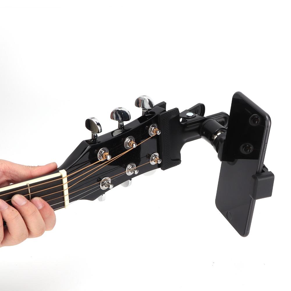 Black Guitar Phone Holder 360° Rotatable Clip Phone Holder Headstock Phone Mount For Viewing