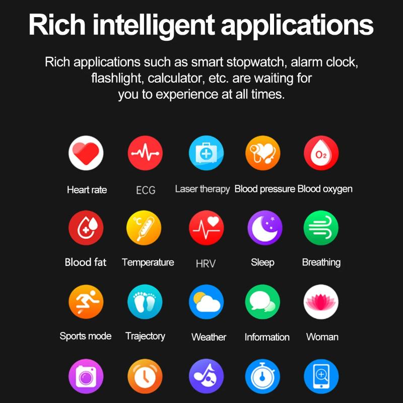 2025 Nou Ceas Inteligent ECG+PPG cu Terapie Laser Pentru Bărbați Femei Ecran din Sticlă Safir Ritm Cardiac Lipide Sanguine Acid Uric Sănătate Ceas Inteligent