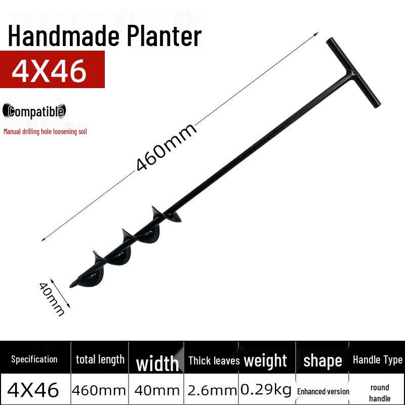 Spiral Rod Hand Drill for Planting Seeds, Flowers, Vegetables, In Greenhouse with Electric Drill and Flashlight.