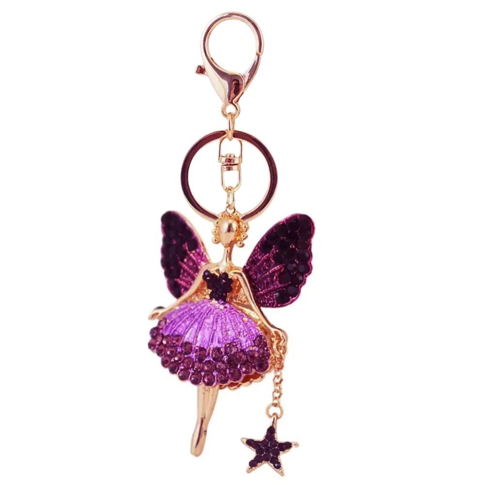 Metal Ballet Girl Keychain Exquisite Car Key Ring Sweet Rhinestone Girl Pendant  Gifts