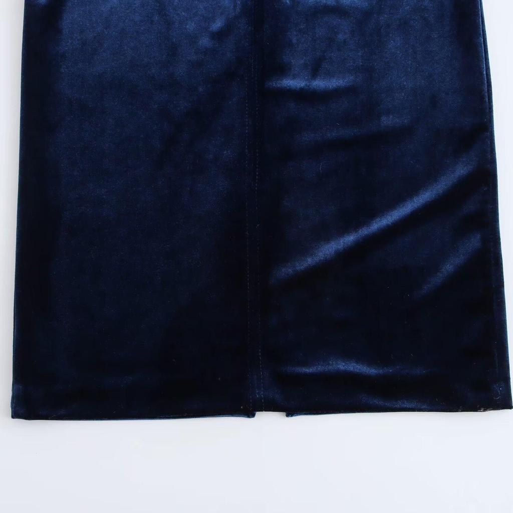 Spring 2025 Women's Asymmetrical Velvet Midi Dress