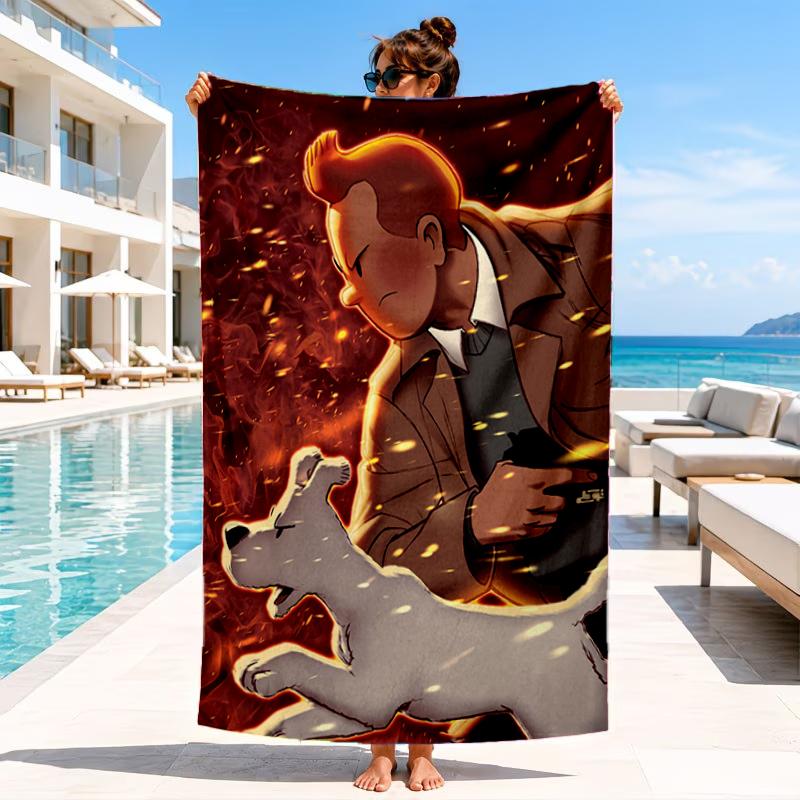 Asciugamano da Spiaggia Avventura in Città, Asciugamano da Spiaggia in Microfibra, Perfetto per Piscina, Spiaggia, Viaggio, Decorazione Casa, Regali per Fan di Feste in Spiaggia