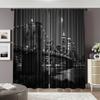 Flat Party Curtain Designer New York City Night View Life Brooklyn Manhattan Fabric Without Curtains Set Of 2 Made Polyester Machine Washable