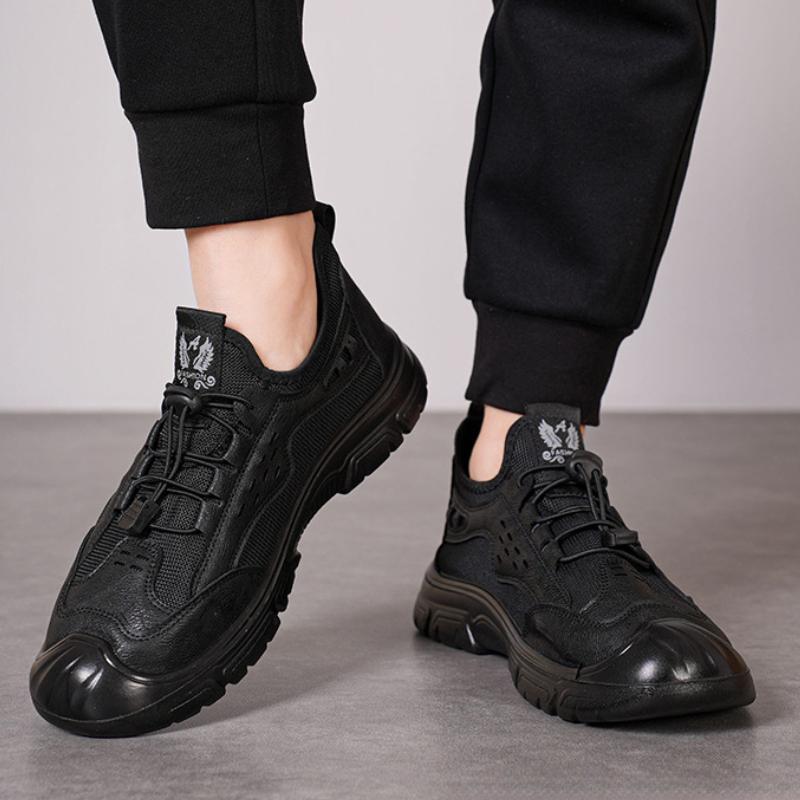 Sommer Herren Mesh Leder Atmungsaktive Freizeitschuhe Plateau Rutschfest Langlebig Werkzeugschuhe Herren Fahrschuhe Laufschuhe Neu