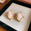 Silver Needle Diamond Drip Oval Opal Earrings Retro Sweet Temperament Earrings Court Style Fashion Earrings