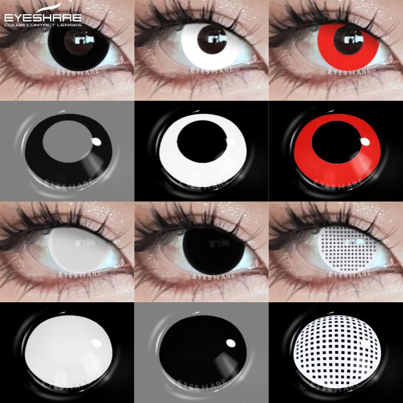 1 Pair Cosplay Contact Lenses Halloween Contact Lenses for Eyes Yearly Beautiful Pupils White Lenses Red Eye Contacts