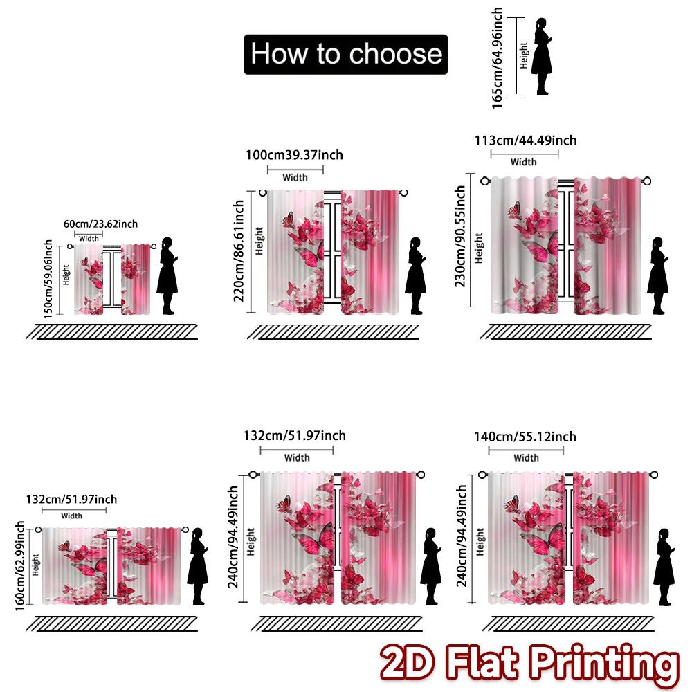 2D Flat Printing 2pcs Curtain Party Curtain Easter Pink Cross Butterflies Digital Printed Polyester Drapes Party Decorations for