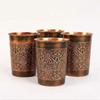 Pure Copper Water Dispenser 5 Litre | Pure Copper Handcrafted Glasses Set with Gift Box Set of 4 Antique Etching Design - 250ml