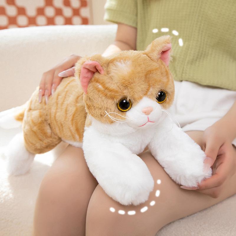 Simulation Cat Toy Doll Cute Kitten Plush Doll Children Orange Cat Companionship Throw Pillow