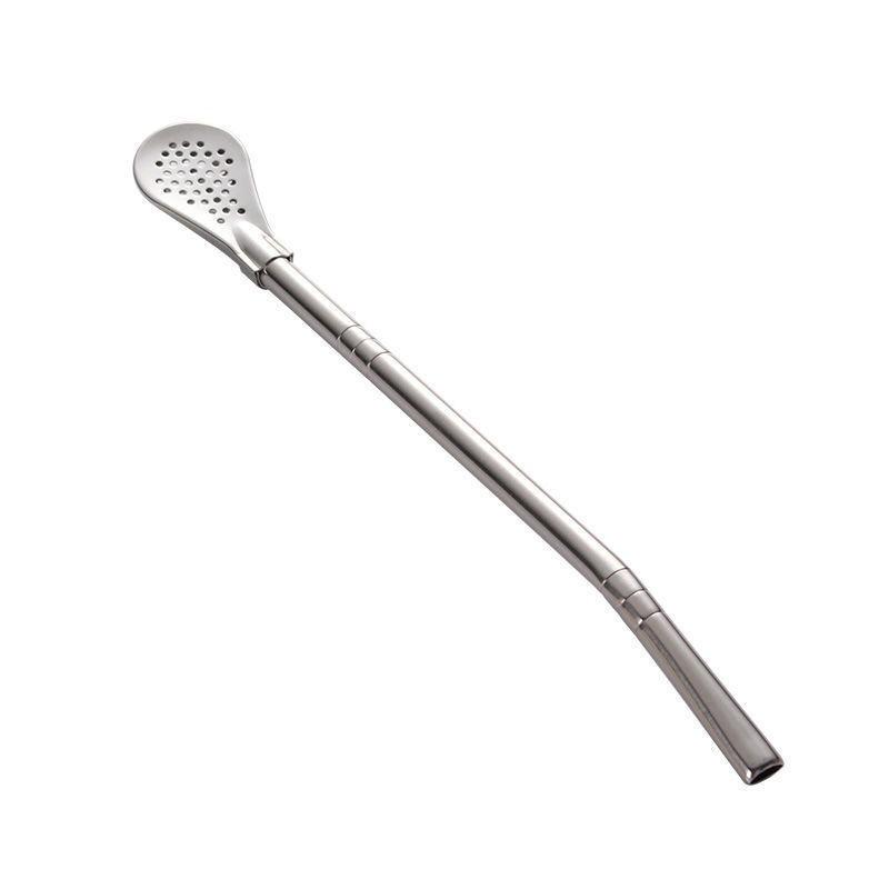 304 Stainless Steel Straw Spoon Mixing Spoon Detachable Cleaning Straw Drinking Tube Juice Milk Tea Filtering Straw