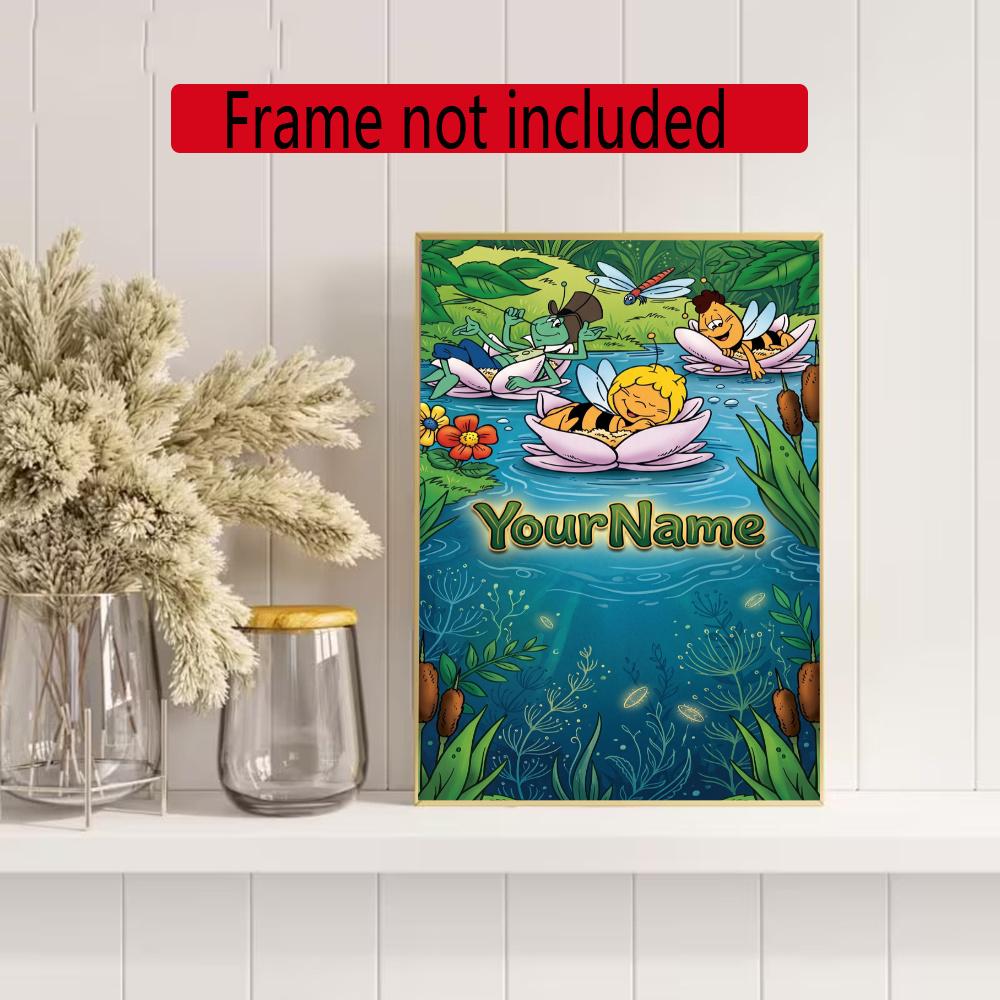 Biene Maja Customize Your Name Diamond Painting Round Diamond Diy Frameless Holiday Artwork Suitable For Home Office Wall Decoration
