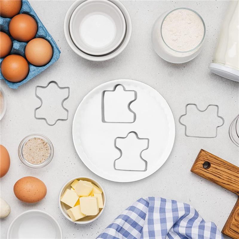 ABBY-Stainless Steel Fondant Biscuit Cookie Cutter Cake Pastry Cookie Cutter Puzzle Mold 4 Pcs