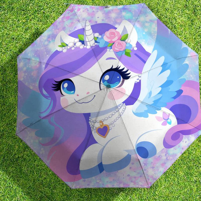 1pc Unicorn Fantasy Pattern Umbrella Design Automatic Opening and Closing Umbrella, High-quality Travel Umbrella,  c1128268