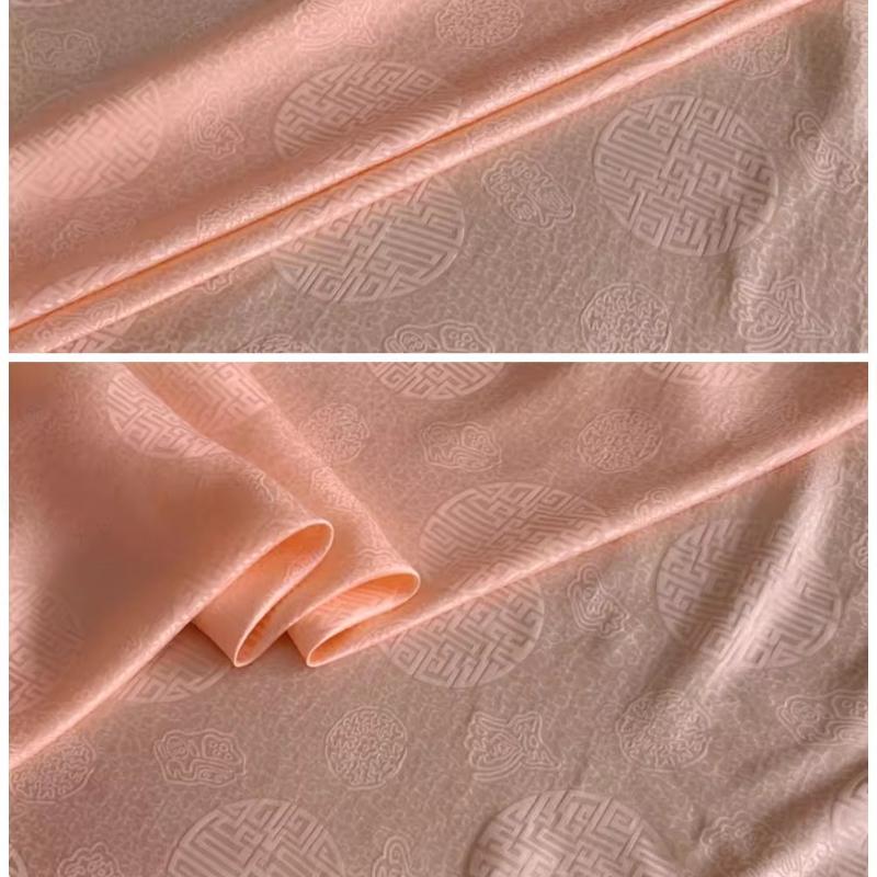 17 Ohm Silk Fabric Traditional Chinese Jacquard Silk Cotton Charmeuse Crepe Tissu Fabric for Sewing Cheongsam Cloth Width 114cm
