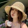Summer Woven Grass Hat for Women Beach Vacation Small Flower Sun Fisherman Grass Hat