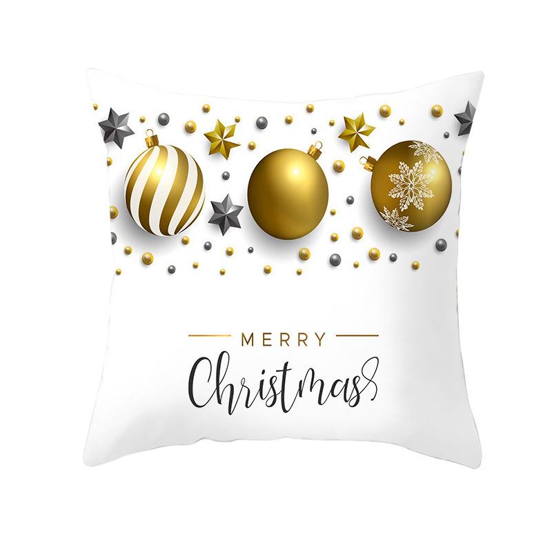 New Christmas Golden Snowflake Peach Leather Velvet Pillowcase Home Sofa Pillow Cushion Cover