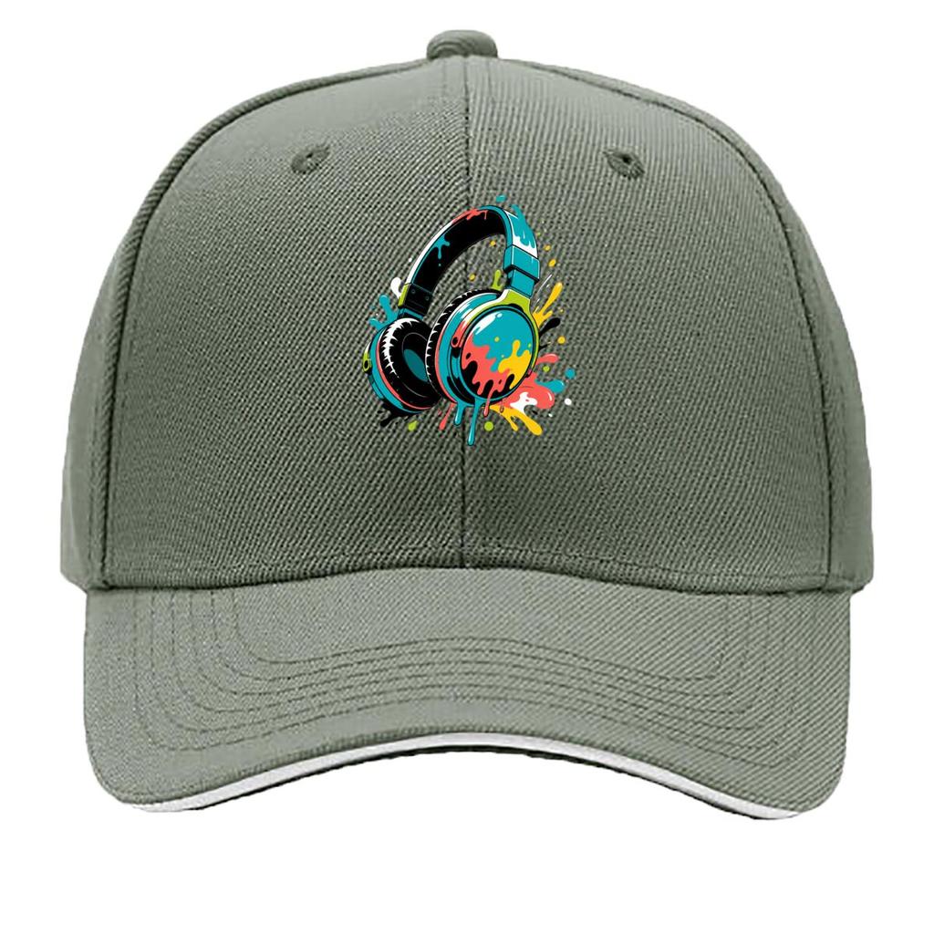 Abstract Neon Headphones Splash Artw Sandwich Baseball Cap Sun Cap Outdoor Workouts Hat