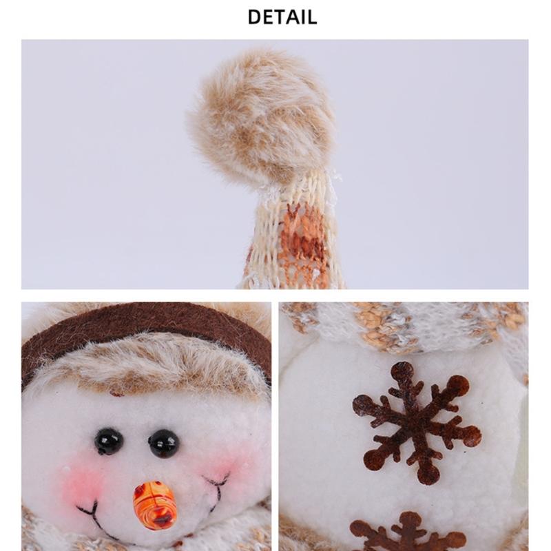 Polygonal Knit Snowman Plush with Rudolphs Hat Festival Christmas Decoration Soft Fabric Gnomes Figure